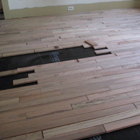 Fitted flooring boards like a jigsaw puzzle