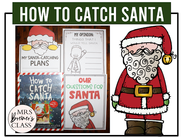 How to Catch Santa book study activities unit with literacy printables, reading companion worksheets, lesson ideas, and a craft for Kindergarten and First Grade