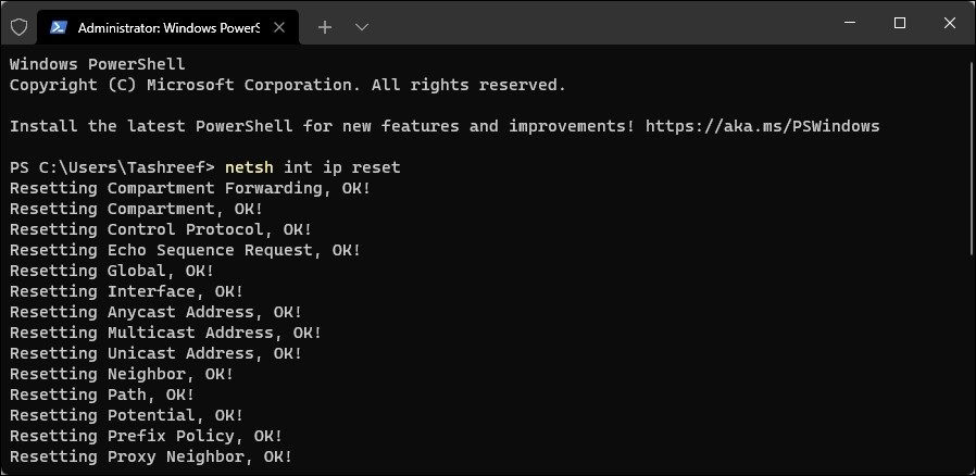 Reconfigure The Network Device And Network Stack Using The Command Prompt