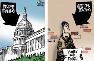 image: cartoon by Walt Handelsman, "Insider Trading/Outsider Trading"