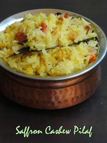 Saffron Cashew Pilaf, Cashew Pilaf