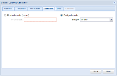 OpenVZ container network