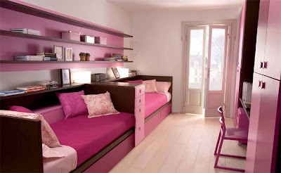 habitaciones para dos niñas rosa