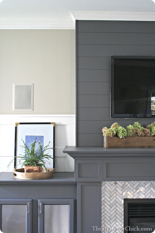 dark gray fireplace