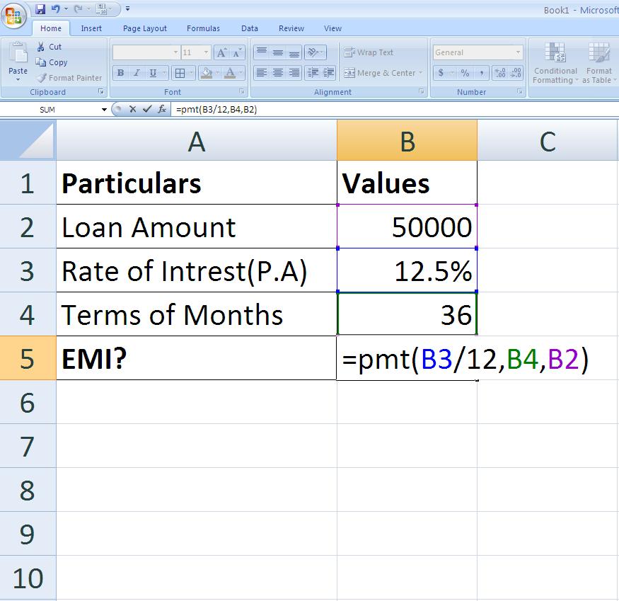 RK EduTech EMI Calculation in Excel