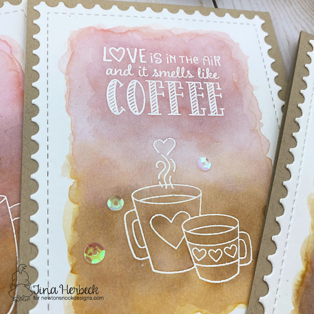 Coffee Card by Tina Herbeck | Love Café Stamp Set and Framework Die Set by Newton's Nook Designs #newtonsnook #handmade