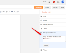 Cara Memasang Meta Deskripsi Blogger Yang Paling Benar