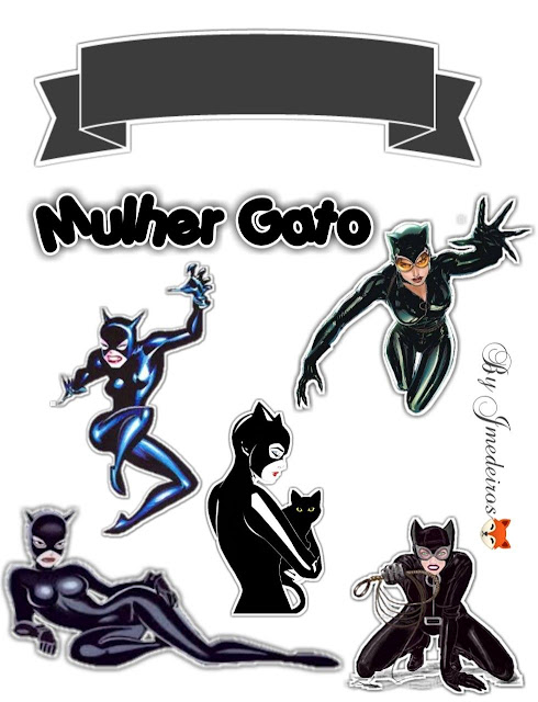 Catwoman: Free Printable Cake Toppers