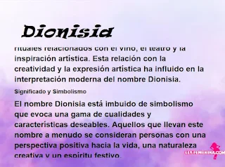 significado del nombre Dionisia