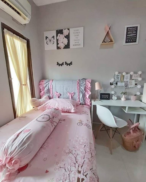 design bilik tidur remaja perempuan simple