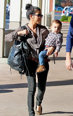 Kourtney Kardashian in Calabasas with Scott and Mason