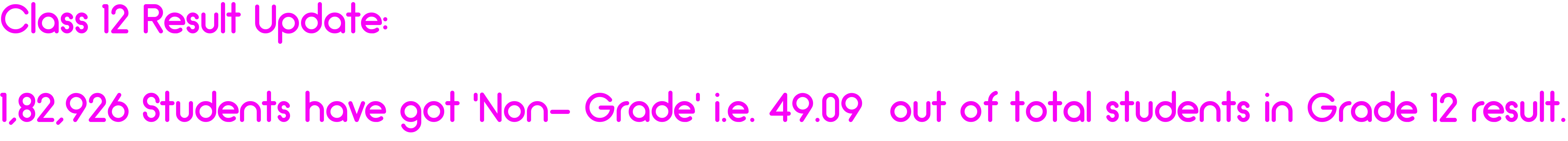 Class 12 Result Update: 1,82,926 Students have got 'Non- Grade' i.e. 49.09% out of total students in Grade 12 result.