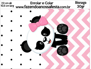 Panda Bebé en Zigzag Rosa: Etiquetas para Candy Bar para Imprimir Gratis.