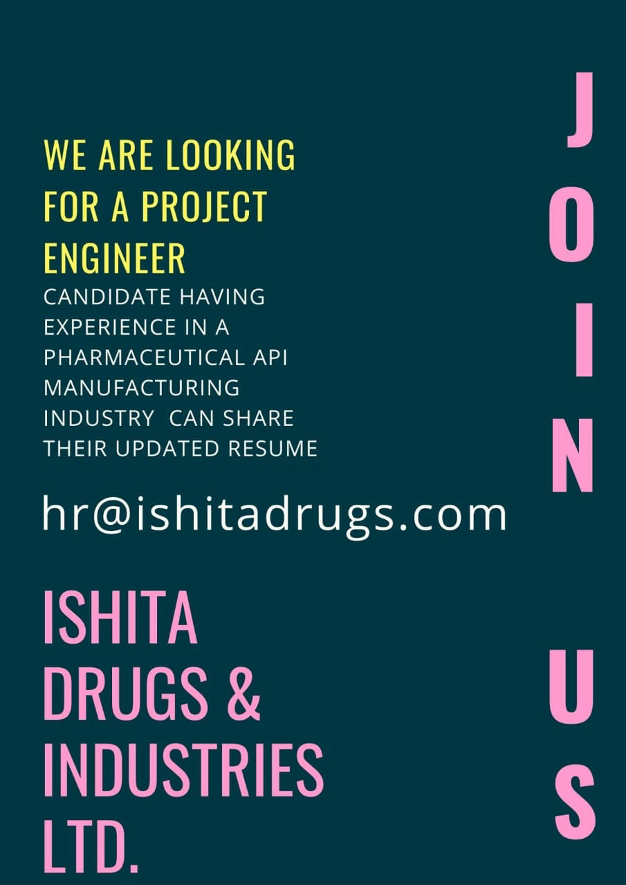 Job Availables,Ishita Drugs & Industries Ltd Job Vacancy For Project Engineer