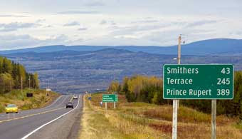 200 km from smithers to terrace