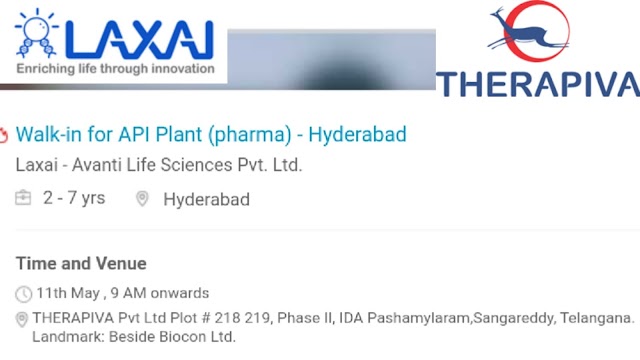 Therapiva Pharma | Walk-in interview for Multiple Departments | 11th May 2019 | Hyderabad