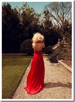 red dress in a garden