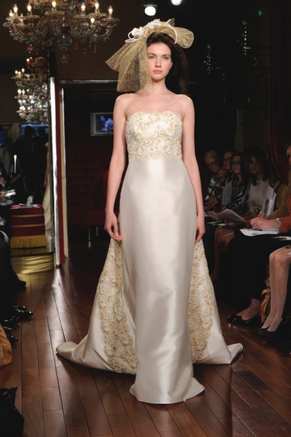Ivory wedding dress with lace these adds classy with strapless design