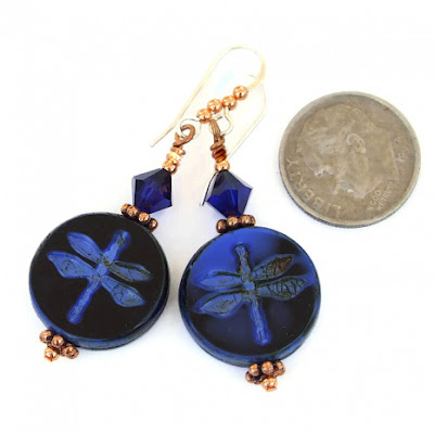 blue dragonfly handmade earrings for women