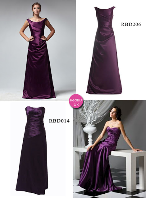 Satin plum bridesmaid dresses