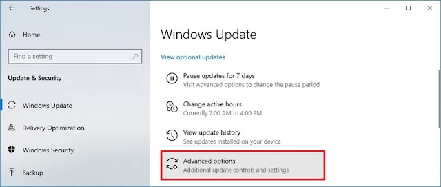 Tùy chọn nâng cao của Windows Update