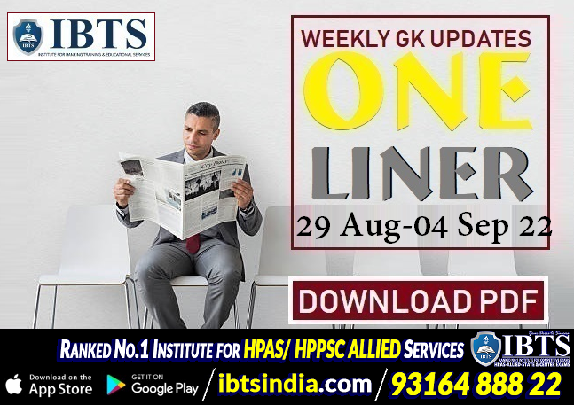 Weekly Current Affairs pdf (29 Aug - 04 September 2022): Download pdf