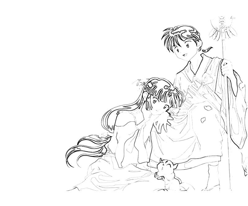 Printable InuYasha Sango Character Coloring Pages title=
