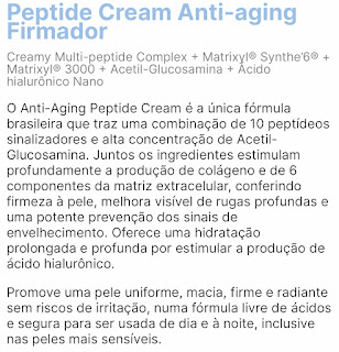 Hidratante creamy, hidratante anti idade creamy, peptídeos