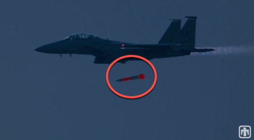 2018 test drop: F-15E Strike Eagle jet dropping the first inert B61-3/4 tactical nuclear bomb