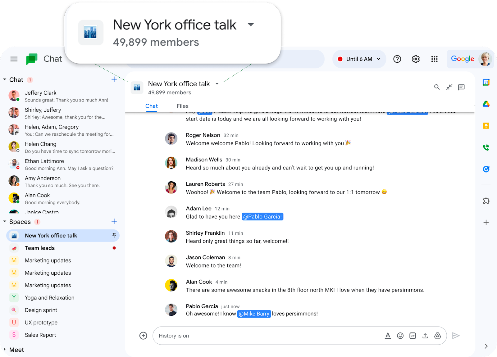50,000 members to spaces in Google Chat