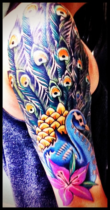 colorful half sleeve tattoos for women