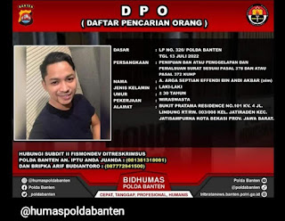 Direskrimsus Polda Banten Keluarkan DPO, Begini Ciri-cirinya