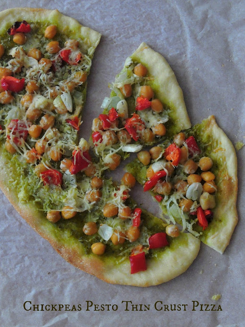 Chickpeas Pesto Thin crust Pizza, Chickpeas Pesto Pizza