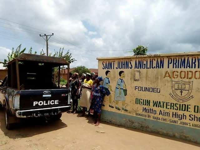  Extreme graphic photos from the school where a mentally unstable man hacked two 4yr-old pupils to death in Ogun State