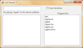 Partial list search program in Lazarus