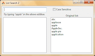 Partial list search program in Lazarus