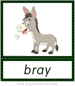 Animal sounds flashcards - bray - donkey -- printable ESL resources