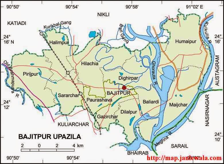bajitpur upazila map of bangladesh