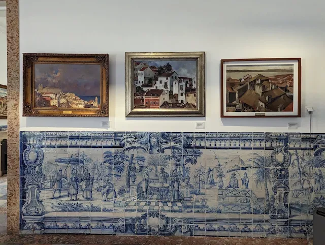 Art works and azulejos at Pimenta Palace in Lisbon