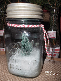 Bell jar with snow and bottle brush tree via http://deniseonawhim.blogspot.com