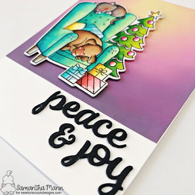 Peace & Joy Card by Samantha Mann for Newton's Nook Designs, Distress Inks, Ink Blending, Christmas, Christmas Card, Zig Clean Color Real Brush Markers, #newtonsnook #newtonsnookdesigns #christmas #christmascard #cardmaking #distressinks #holidays