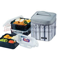 Lock & Lock Lunch Box Set With Stripe Bag Dark Gray HPL823DG