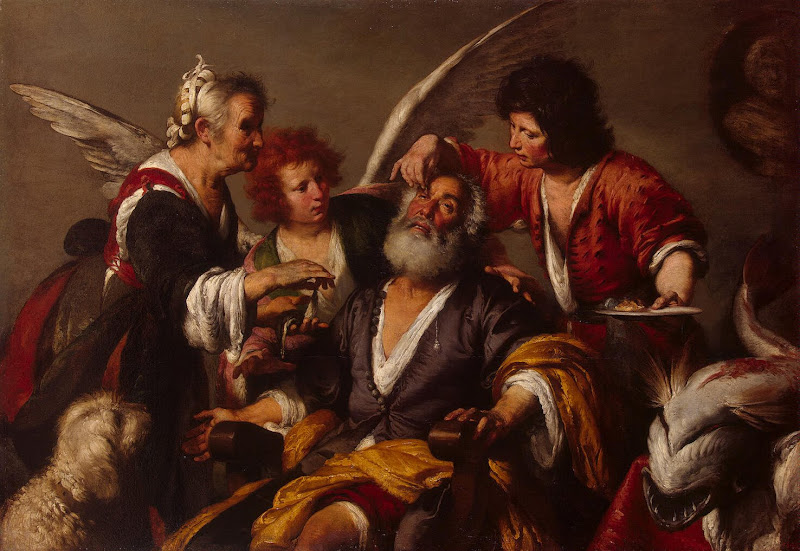 Healing of Tobit by Bernardo Strozzi - Christianity, Religious Paintings from Hermitage Museum