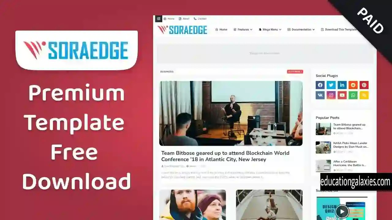 SoraEdge Premium Blogger Template Free Download Now Latest