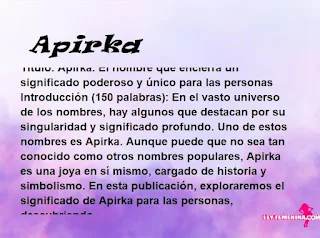 significado del nombre Apirka