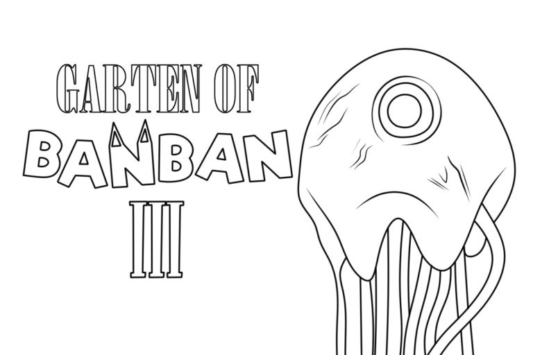 Página colorida do jardim de personagens de Banban - páginas para colorir  gratuitas para impressão