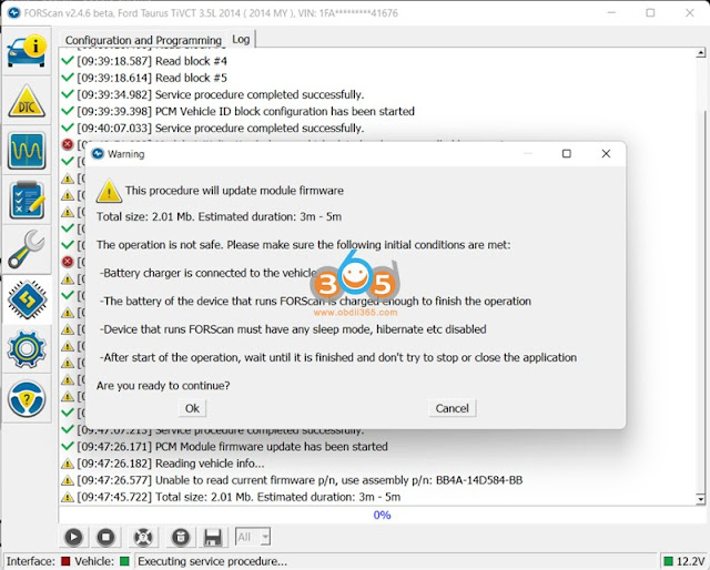 Ford Taurus PCM Firmware Update with Forscan 7