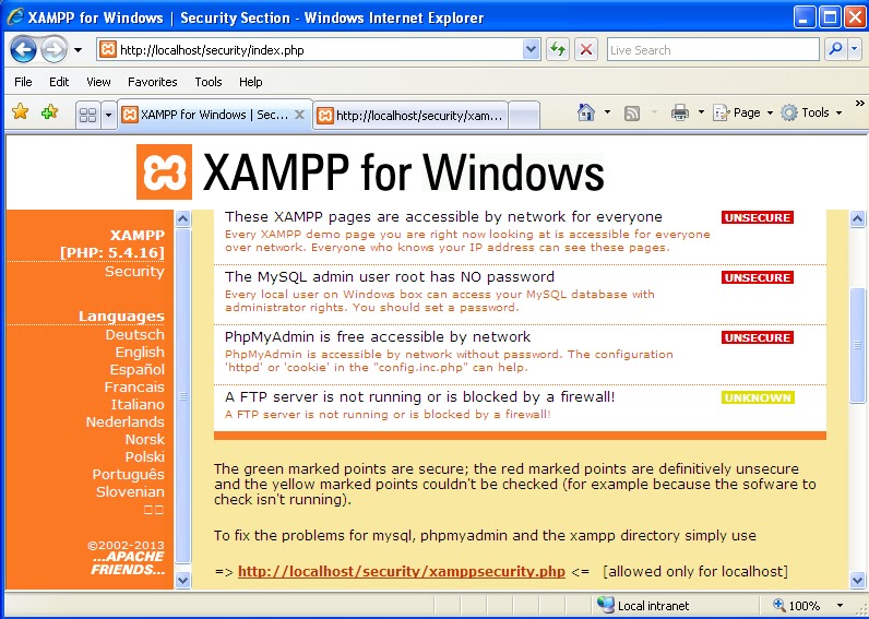 Xampp database root password