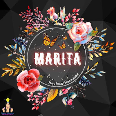 Solapín Nombre Marita en círculo de rosas gratis