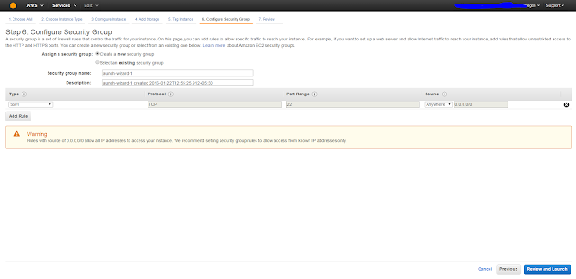 AWS Security settings page